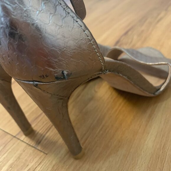 Joie Metallic Chrome Open Toe Heels Formal Shoes - Picture 6 of 8